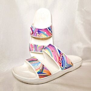 [CROCS] Out of this World * Cloud Swirl * Watercolour * Slip On Sandals Size 10